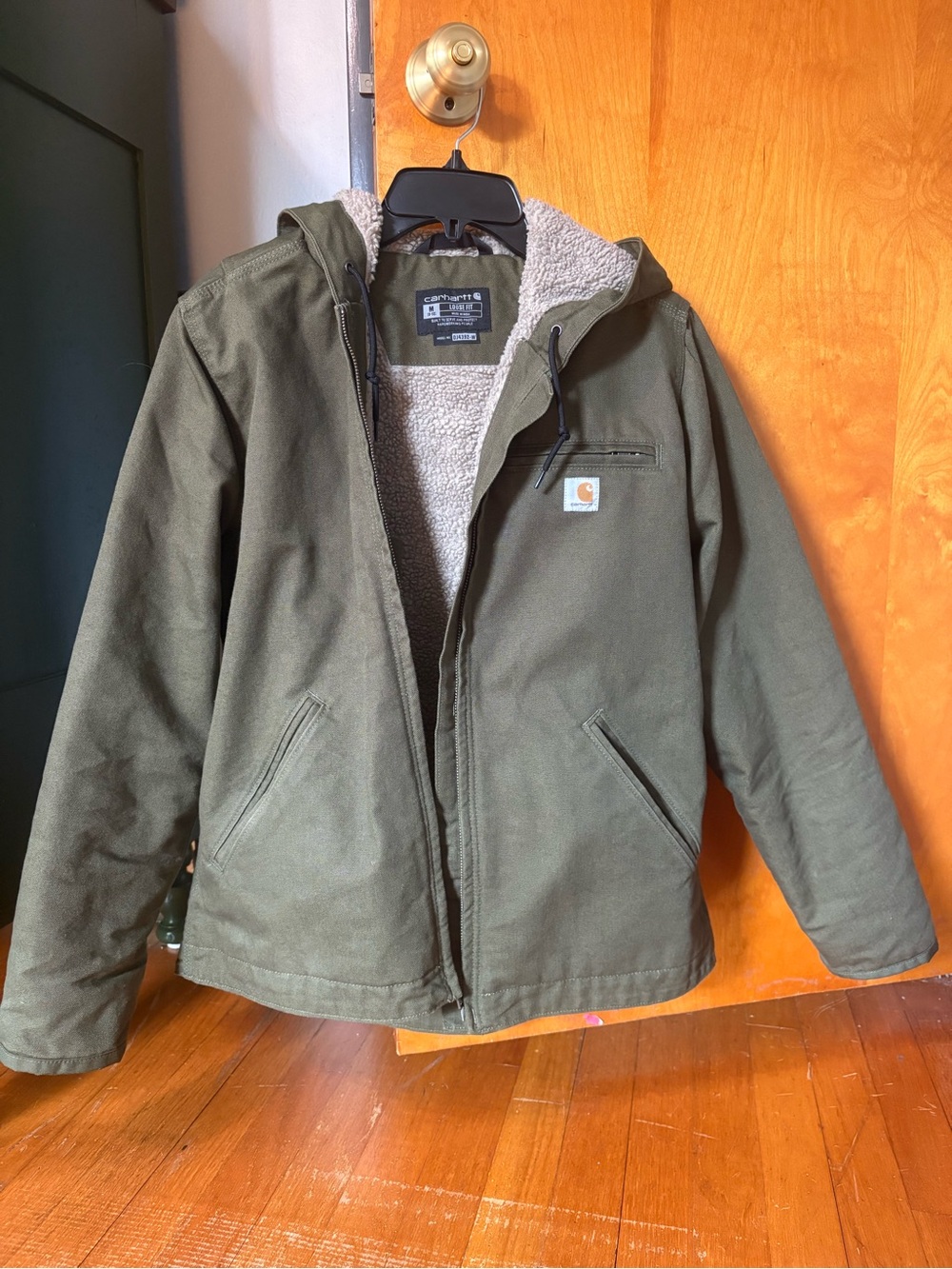 Carhartt Green Hooded Sherpa-Lined Jacket